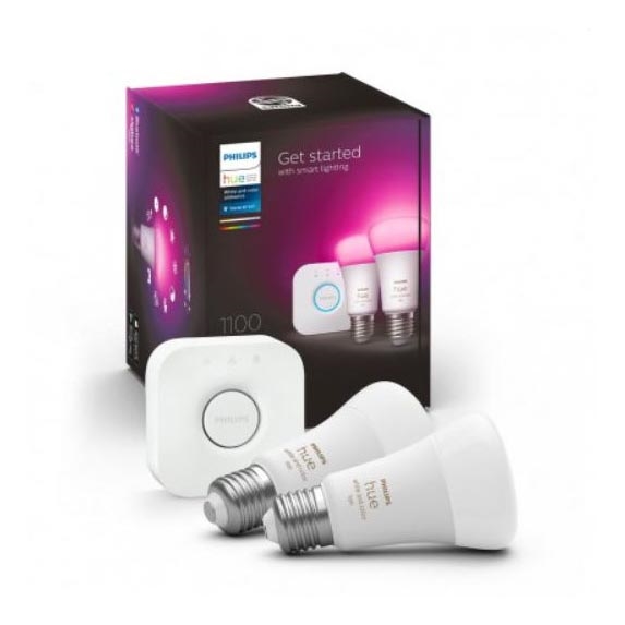 Bazinis komplektas Philips Hue WHITE AND COLOR AMBIANCE 2xE27/9W/230V 2000-6500K + sujungimo įrenginys