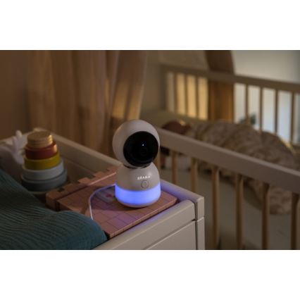 Beaba - Išmanus įkraunamas kūdikių stebėjimo komplektas su monitoriumi ZEN NIGHT 720p 5V 4000 mAh Wi-Fi baltas
