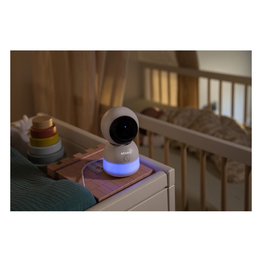 Beaba - Išmanus įkraunamas kūdikių stebėjimo komplektas su monitoriumi ZEN NIGHT 720p 5V 4000 mAh Wi-Fi baltas