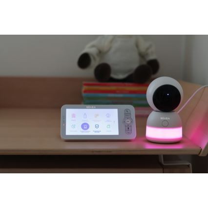 Beaba - Išmanus įkraunamas kūdikių stebėjimo komplektas su monitoriumi ZEN NIGHT 720p 5V 4000 mAh Wi-Fi baltas