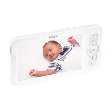 Beaba - Išmanus įkraunamas kūdikių stebėjimo komplektas su monitoriumi ZEN NIGHT 720p 5V 4000 mAh Wi-Fi baltas