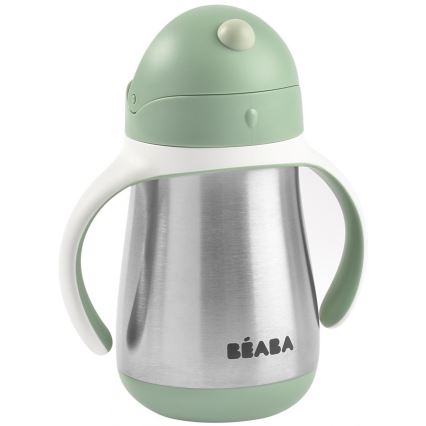 Beaba - Termoizoliacinis puodelis su šiaudeliu 250 ml žalias