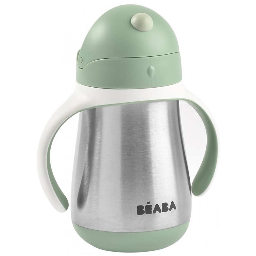 Beaba - Termoizoliacinis puodelis su šiaudeliu 250 ml žalias