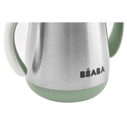 Beaba - Termoizoliacinis puodelis su šiaudeliu 250 ml žalias