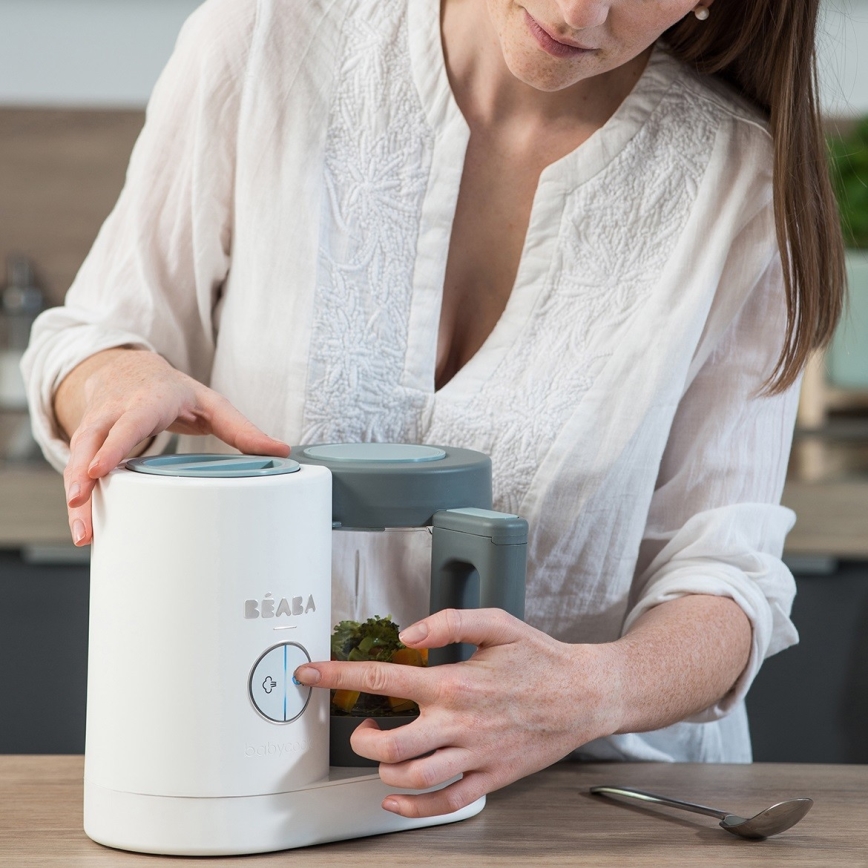 Beaba - Kūdikio maisto garų viryklė 2 viename BABYCOOK NEO balta/pilka