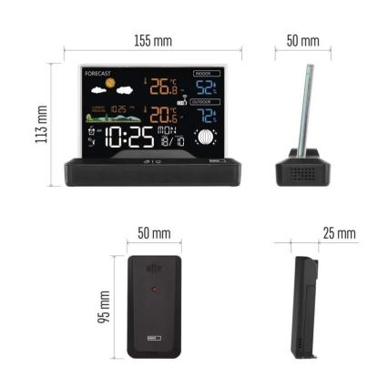 Belaidė meteorologinė stotelė 5V/2xAAA + 2xAAA
