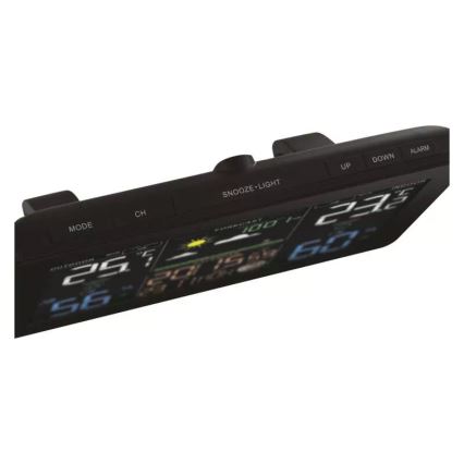Belaidė oro stotis su žadintuvu 5V/3xAAA + 2xAAA juoda