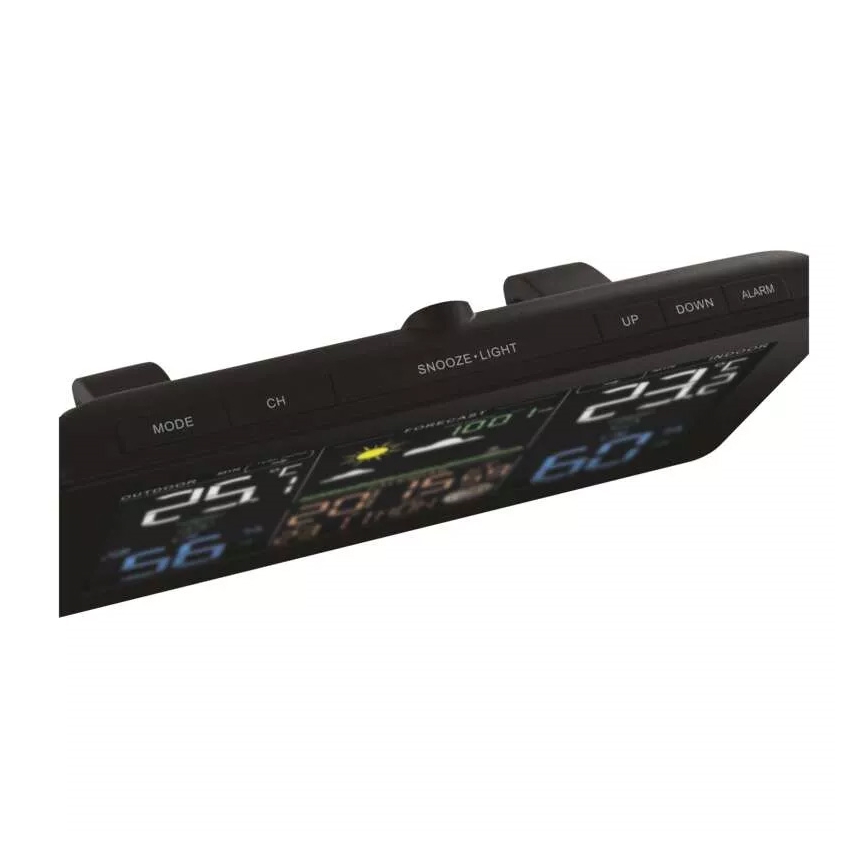 Belaidė oro stotis su žadintuvu 5V/3xAAA + 2xAAA juoda
