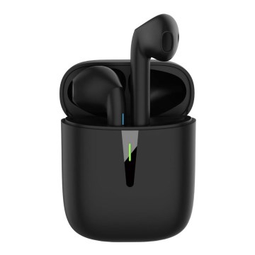 Belaidės ausinės su mikrofonu juoda 200 mAh + 2x  30 mAh