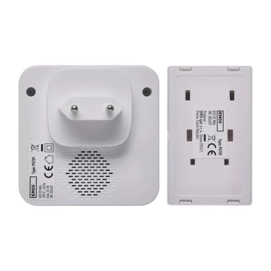 Belaidis durų skambutis 230V IP44 baltas