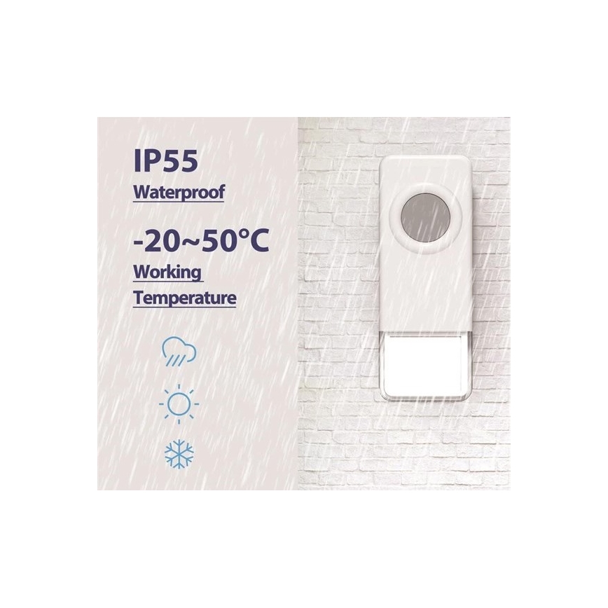 Belaidis durų skambutis 3xAAA IP55 juodas