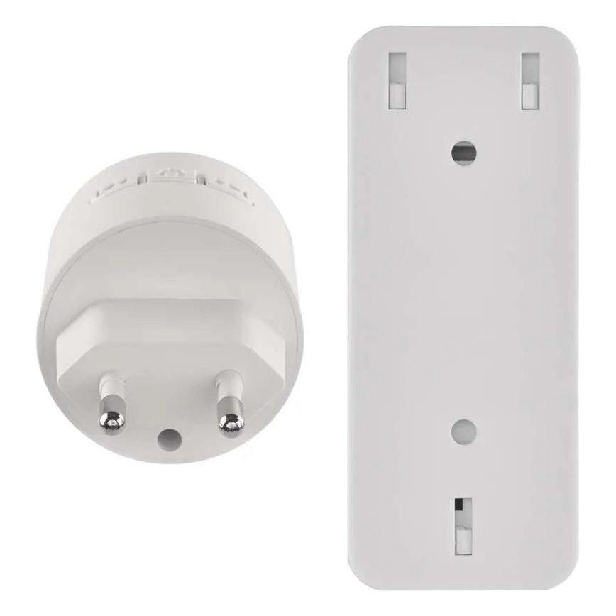 Belaidis durų skambutis į 230V tinklo lizdą + 1xCR2032 baltas