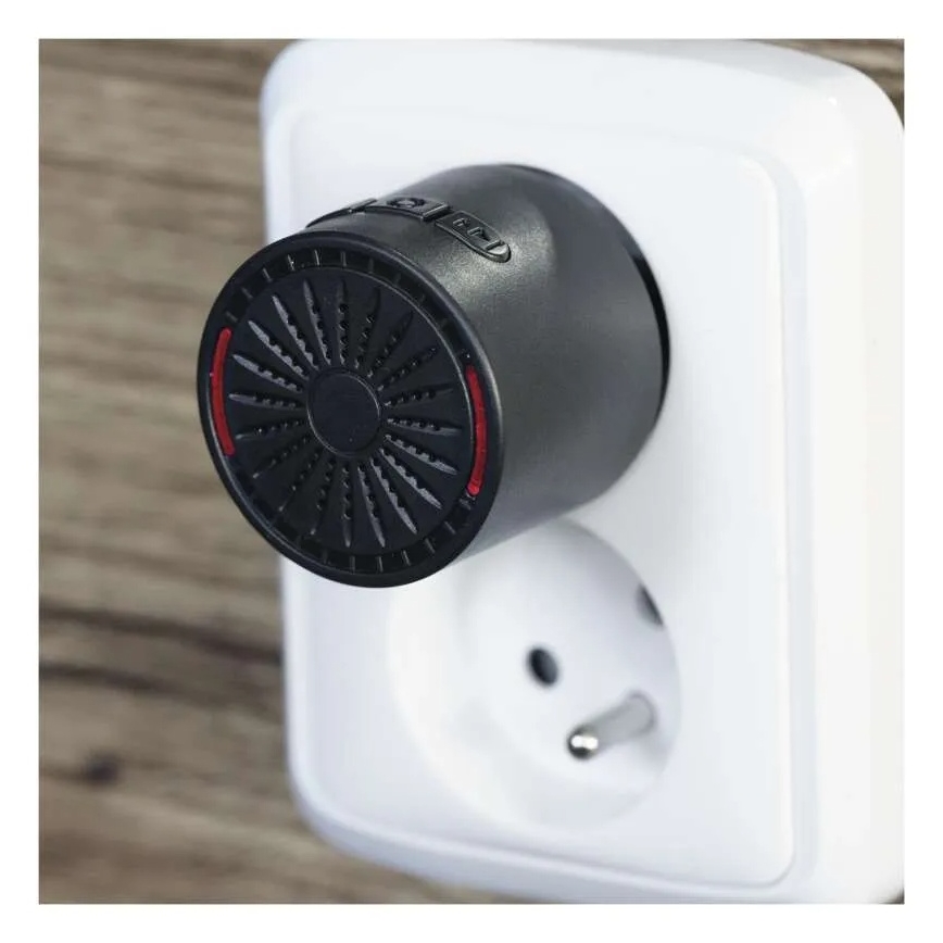 Belaidis durų skambutis, maitinamas iš 230 V rozetės, komplekte 1× CR2032, juodas