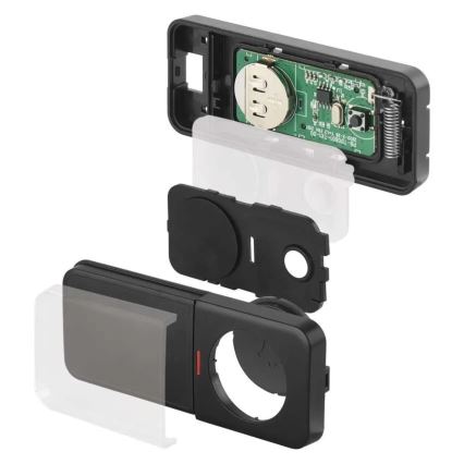 Belaidis durų skambutis, maitinamas iš 230 V rozetės, komplekte 1× CR2032, juodas