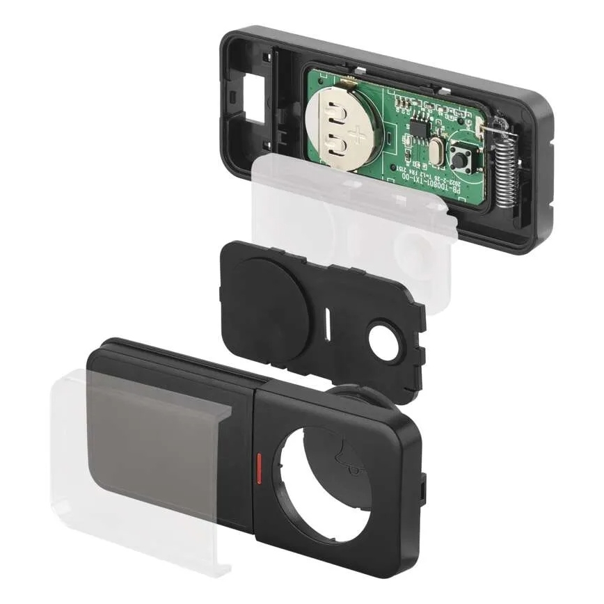 Belaidis durų skambutis, maitinamas iš 230 V rozetės, komplekte 1× CR2032, juodas