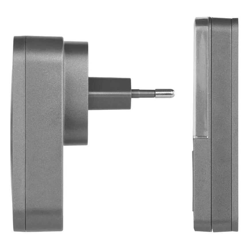 Belaidis kištukinis durų skambutis GoSmart 230V + 1xCR2032 pilkas Wi-Fi