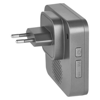 Belaidis kištukinis durų skambutis GoSmart 230V + 1xCR2032 pilkas Wi-Fi