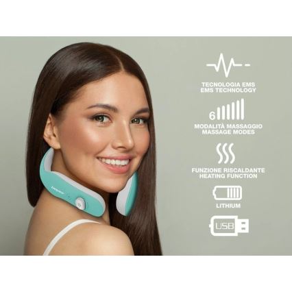 Beper - Įkraunamas kaklo masažuoklis EMS 5V/900 mAh mėtinės spalvos