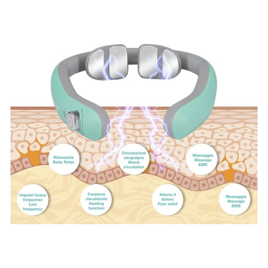 Beper - Įkraunamas kaklo masažuoklis EMS 5V/900 mAh mėtinės spalvos