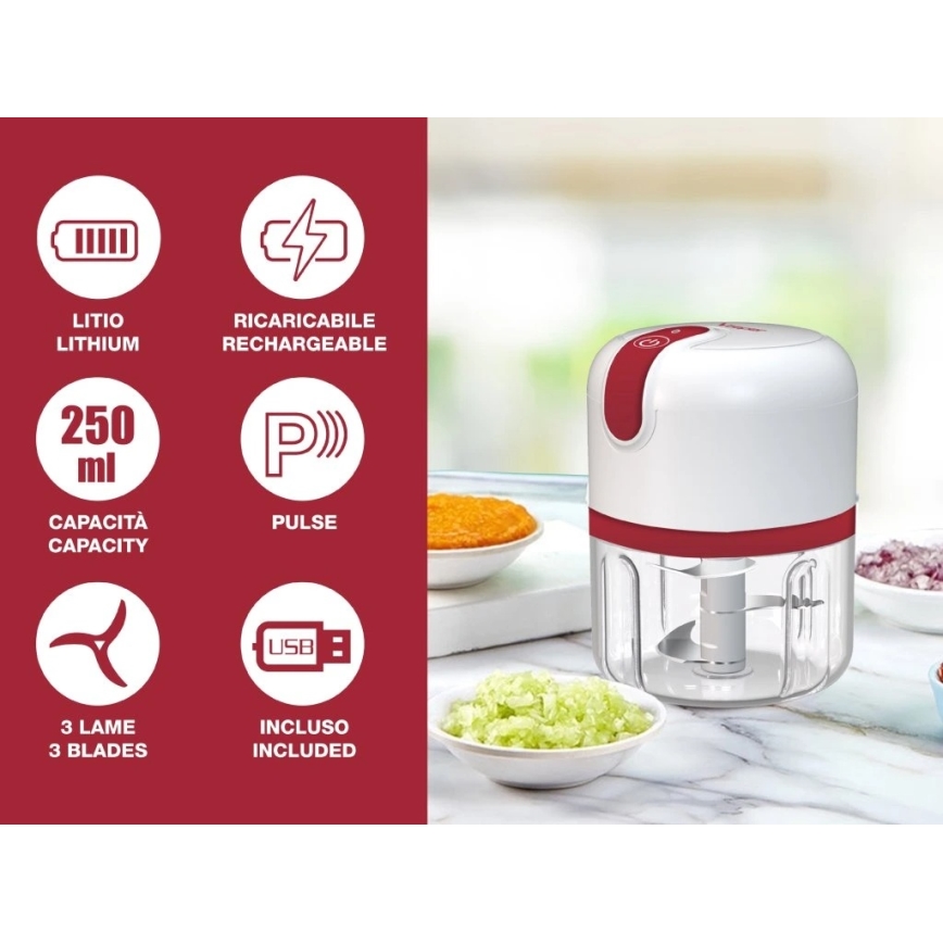 Beper - Įkraunamas smulkintuvas 30W/5V 1500 mAh 250 ml