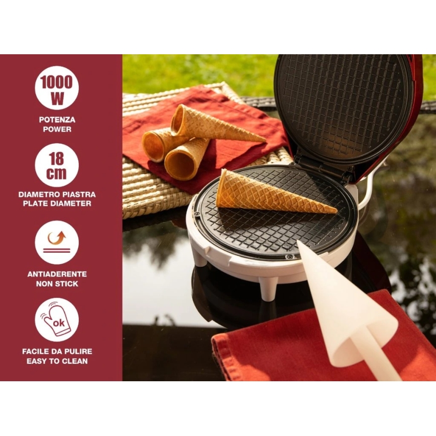 Beper - Vaflių keptuvė 2in1 1000W/230V raudona