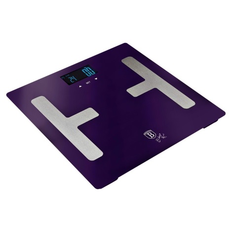 BerlingerHaus - Asmeninės svarstyklės su LCD ekranu 2xAAA violetinis/matinis chromas
