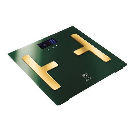 BerlingerHaus - Asmeninės svarstyklės su LCD ekranu 2xAAA žalia/auksinė