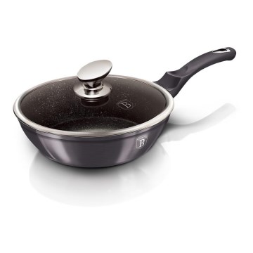 BerlingerHaus - Keptuvė su marmuriniu paviršiumi + dangtis 24 cm juodas