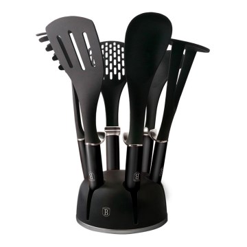 BerlingerHaus - Virtuvės reikmenų rinkinys stove 7 vnt juodos spalvos