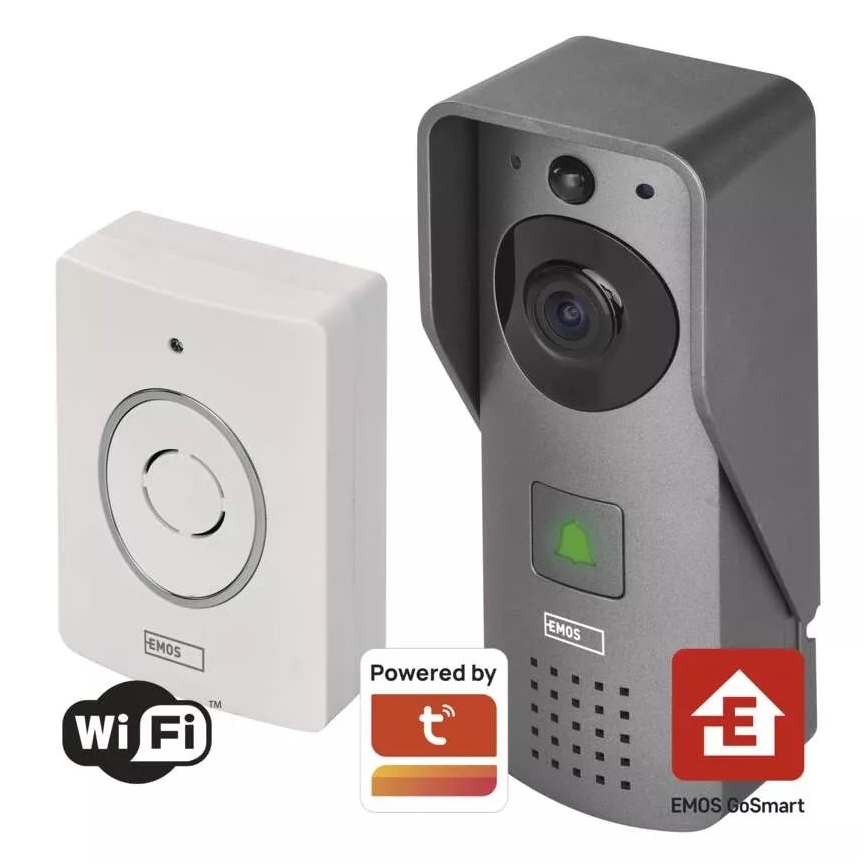 Bevielis durų skambutis su vaizdo kamera su judesio jutikliu GoSmart 12V 3xAA IP44 Wi-Fi Tuya