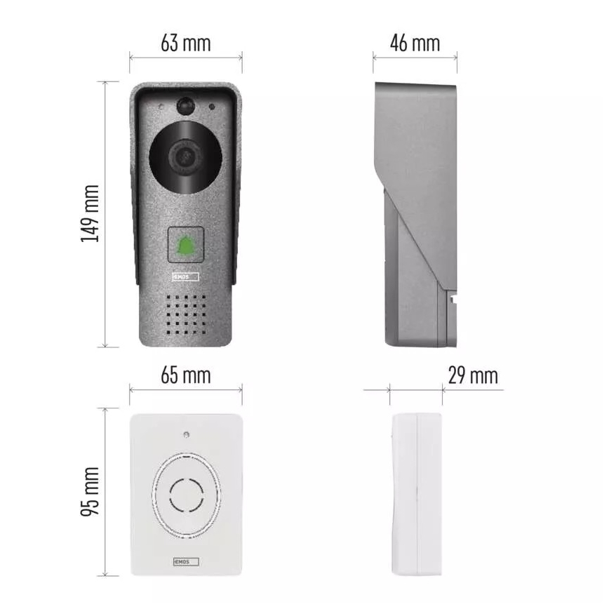Bevielis durų skambutis su vaizdo kamera su judesio jutikliu GoSmart 12V 3xAA IP44 Wi-Fi Tuya