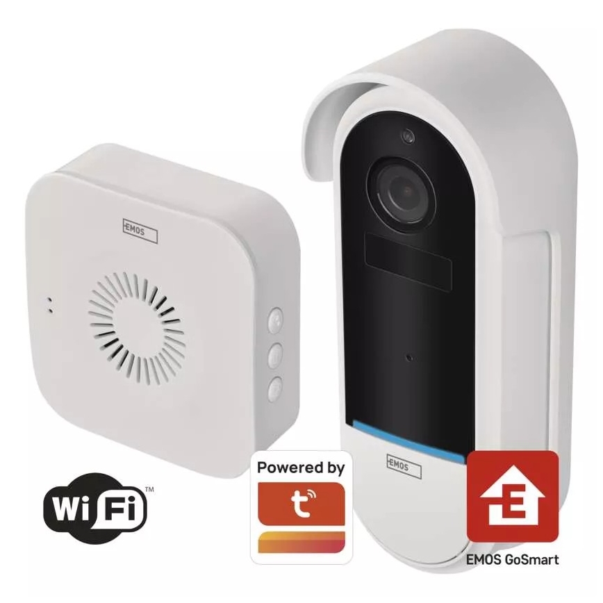 Bevielis durų skambutis su vaizdo kamera su judesio jutikliu GoSmart 5V 3xAA IP65 Wi-Fi Tuya