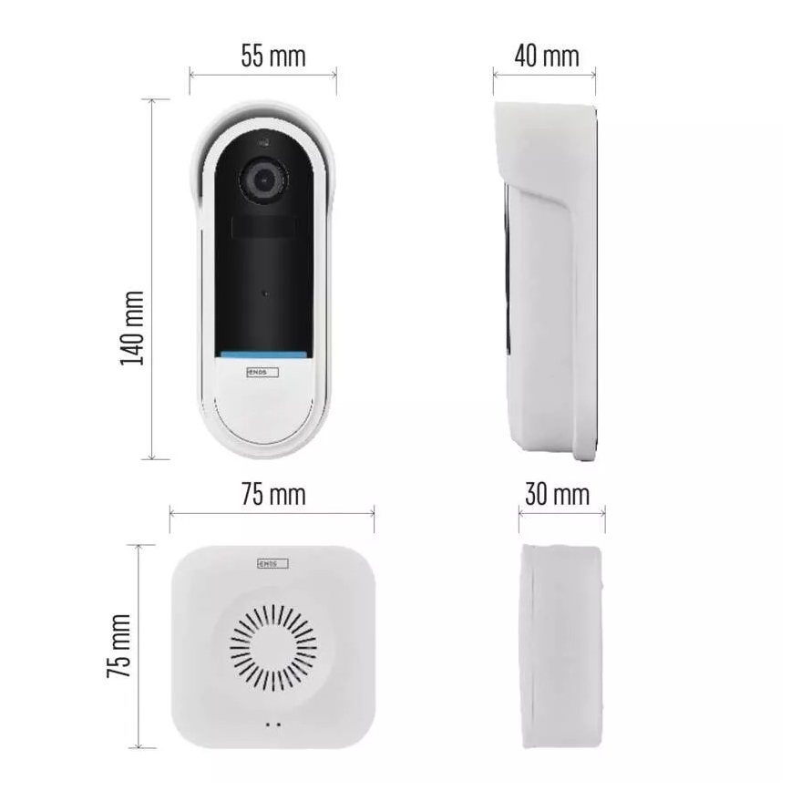 Bevielis durų skambutis su vaizdo kamera su judesio jutikliu GoSmart 5V 3xAA IP65 Wi-Fi Tuya