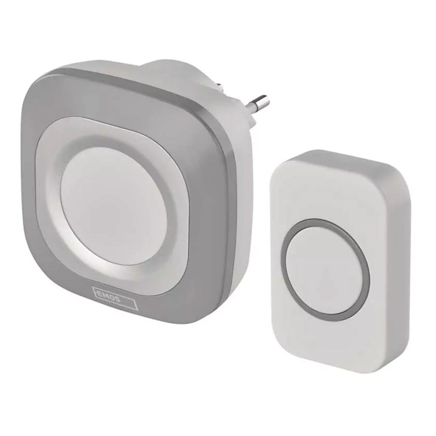 Bevielis prijungiamas durų skambutis 230V + 1xCR2032 IP44 pilka