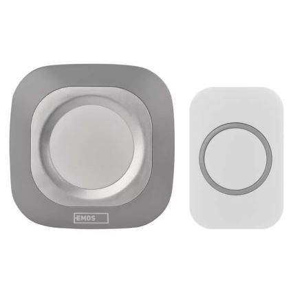 Bevielis prijungiamas durų skambutis 230V + 1xCR2032 IP44 pilka
