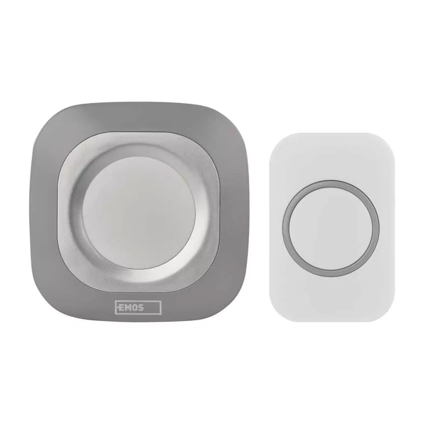 Bevielis prijungiamas durų skambutis 230V + 1xCR2032 IP44 pilka