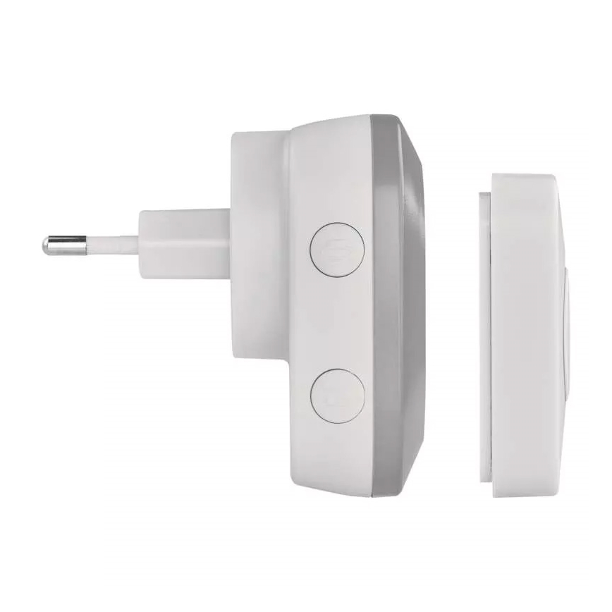 Bevielis prijungiamas durų skambutis 230V + 1xCR2032 IP44 pilka