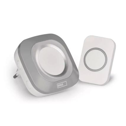 Bevielis prijungiamas durų skambutis 230V + 1xCR2032 IP44 pilka