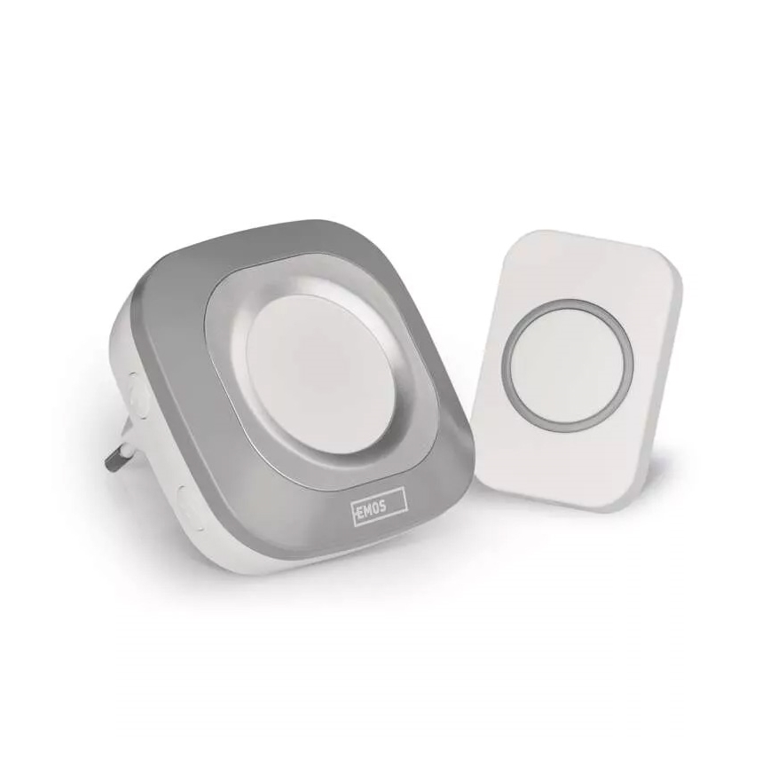 Bevielis prijungiamas durų skambutis 230V + 1xCR2032 IP44 pilka