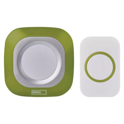 Bevielis prijungiamas durų skambutis 230V + 1xCR2032 IP44 žalia