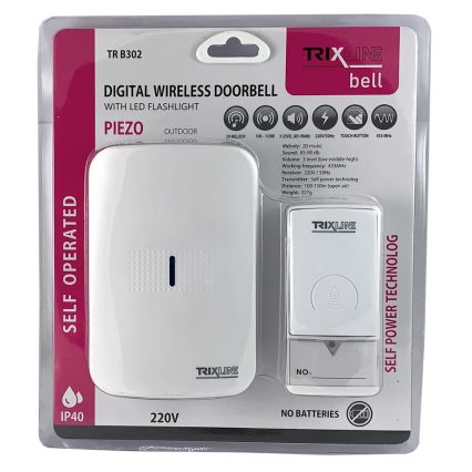 Bevielis prijungiamas durų skambutis PIEZO BELL 230V + 1x23A IP40 balta