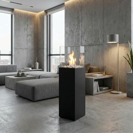 BIO židinys ALICANTE 26,5x80,5 cm 2kW juodas + apsauginis dangtis