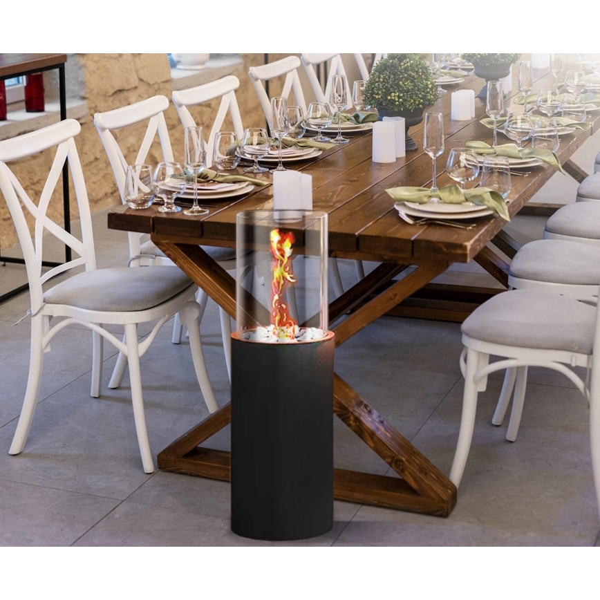 BIO židinys ROMA 26,5x80,5 cm 2 kW juodas + apsauginis dangtis