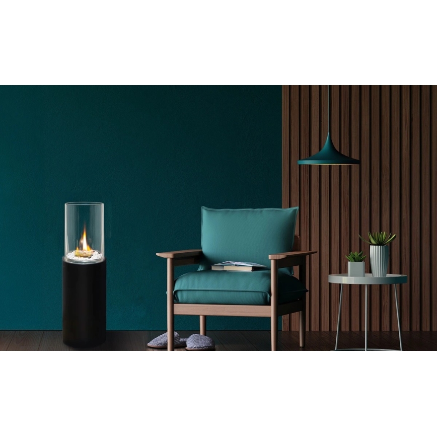 BIO židinys ROMA 26,5x80,5 cm 2 kW juodas + apsauginis dangtis