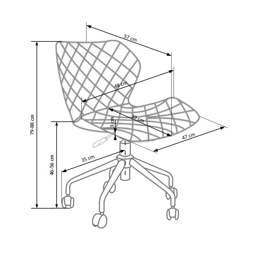 Biuro kėdė MUNA, balta/pilka