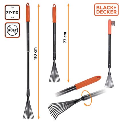 BLACK+DECKER - Teleskopinis grėblys 77-110 cm