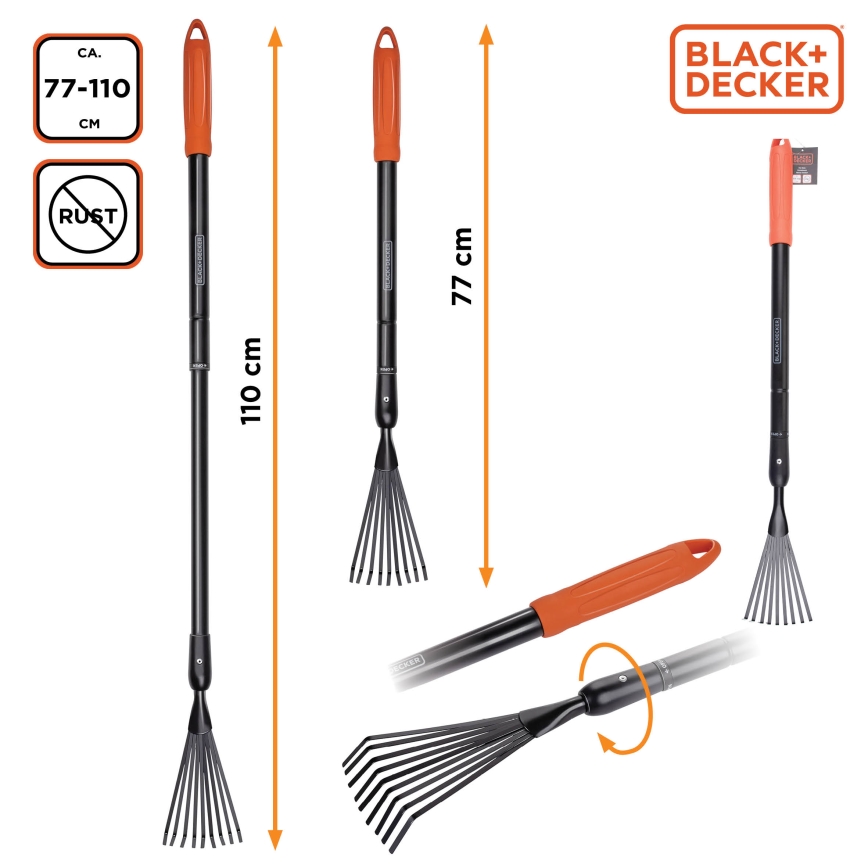 BLACK+DECKER - Teleskopinis grėblys 77-110 cm