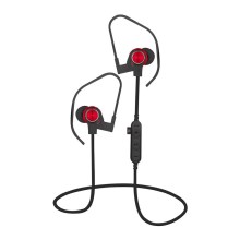 Bluetooth ausinės su mikrofonu ir MicroSD grotuvu juodai/raudonos