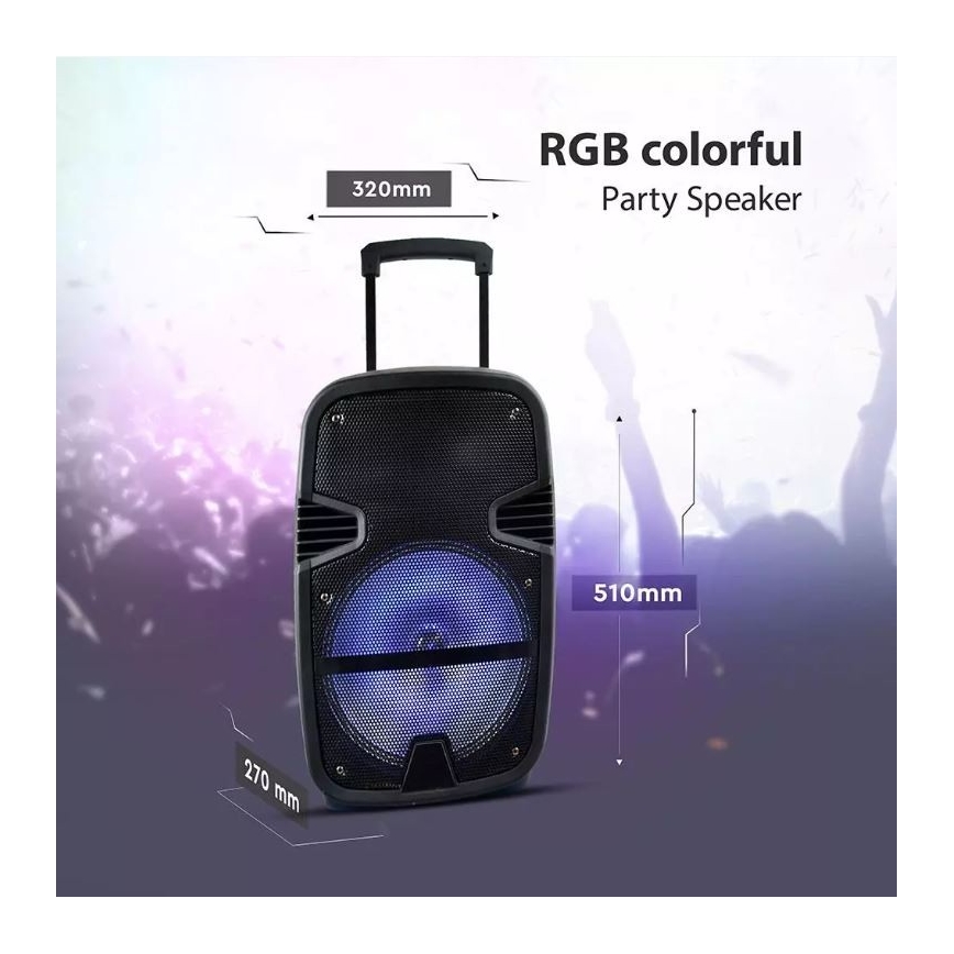 Bluetooth nešiojamas garsiakalbis su mikrofonu 35W/3,7V LED RGB + VP