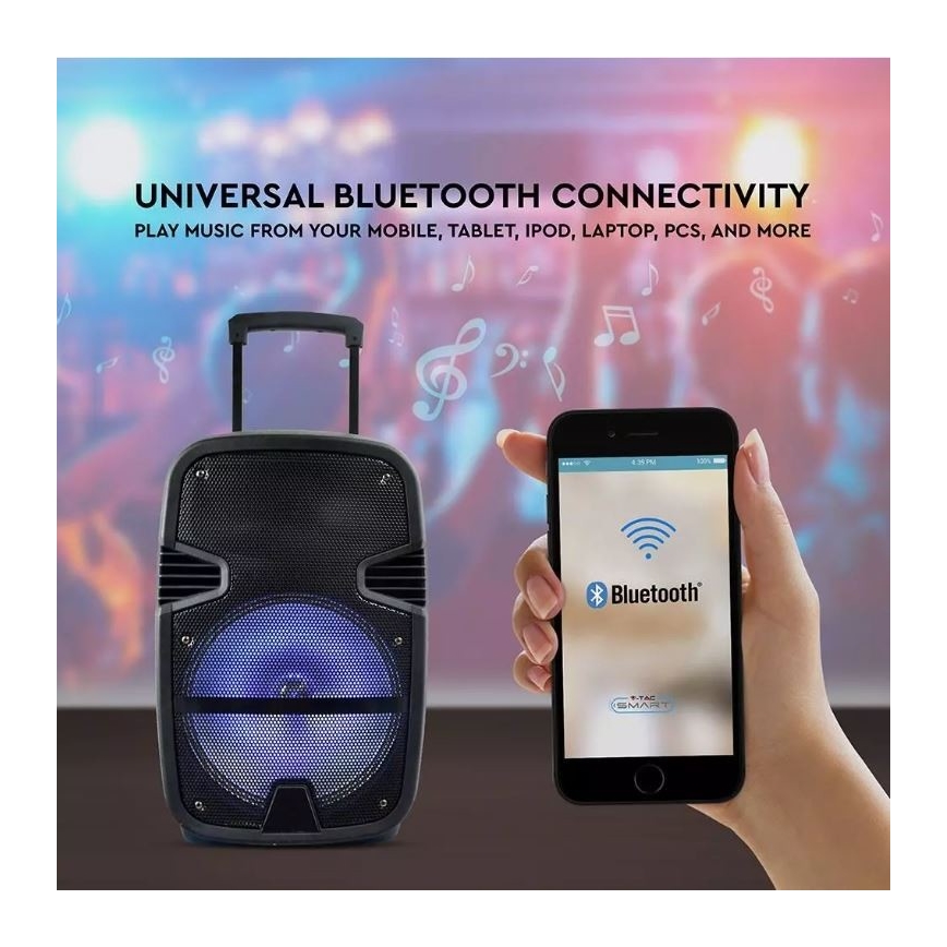 Bluetooth nešiojamas garsiakalbis su mikrofonu 35W/3,7V LED RGB + VP